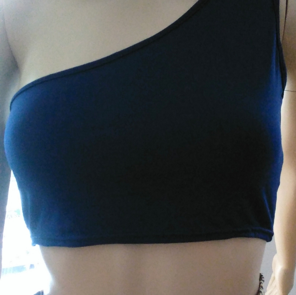 Sexy navy blue one shoulder crop top NWOT